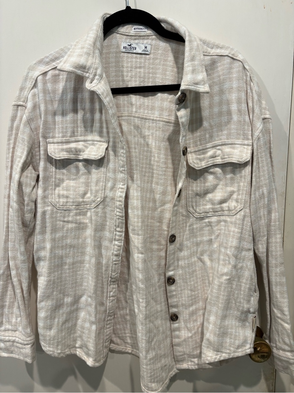Hollister Cream Textured Button-Up Shacket